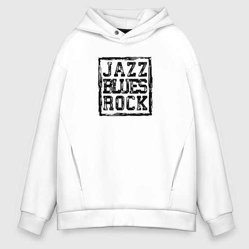 Мужское худи оверсайз Jazz Rock Blues / Белый – фото 1