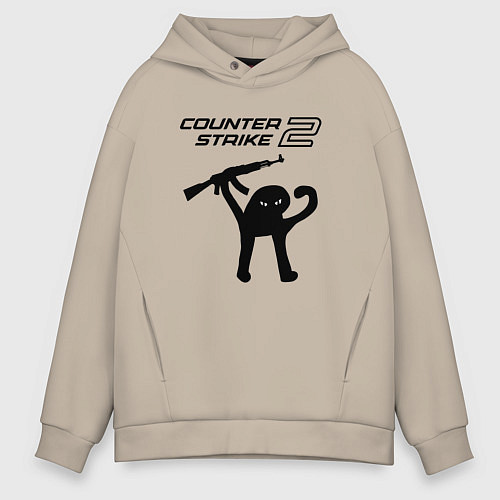Мужское худи оверсайз Counter strike 2 мем / Миндальный – фото 1