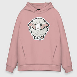 Толстовка оверсайз мужская Грустная милая овечка, цвет: пыльно-розовый