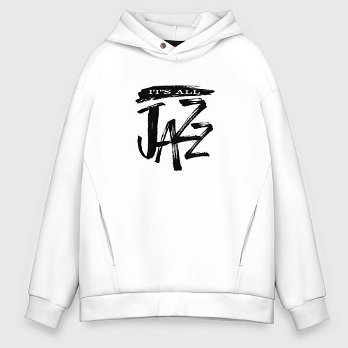 Мужское худи оверсайз Все это джаз / Белый – фото 1