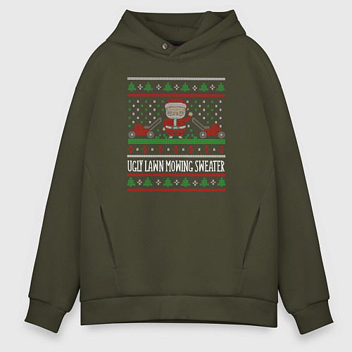 Мужское худи оверсайз Ugly lawn mowing sweater / Хаки – фото 1