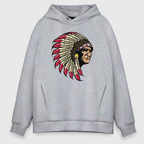 Мужское худи оверсайз Гордый индеец / Меланж – фото 1