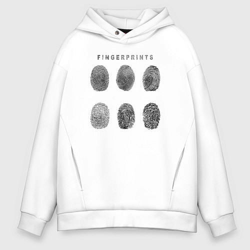 Мужское худи оверсайз Fingerprints / Белый – фото 1