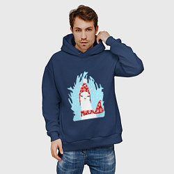 Толстовка оверсайз мужская Лама - альпака в шапочке, цвет: тёмно-синий — фото 2