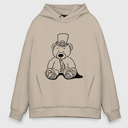 Толстовка оверсайз мужская Плюшевый мишка лепрекон - раскраска, цвет: миндальный