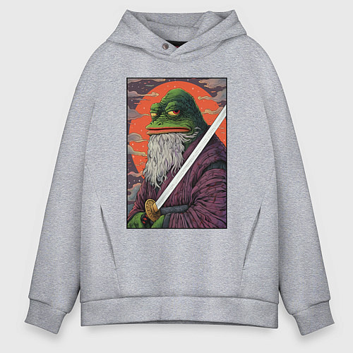 Мужское худи оверсайз Pepe samurai / Меланж – фото 1