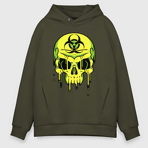 Мужское худи оверсайз Biohazard skull / Хаки – фото 1