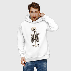 Толстовка оверсайз мужская Улыбающийся скелет, цвет: белый — фото 2