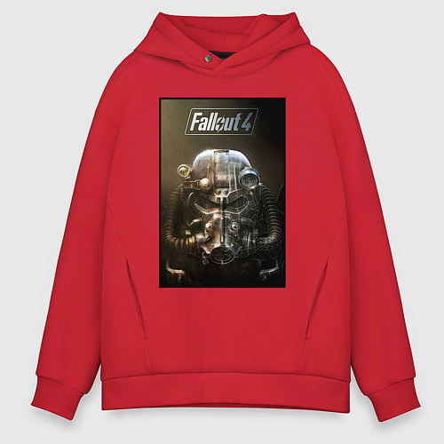 Мужское худи оверсайз Fallout armour poster / Красный – фото 1