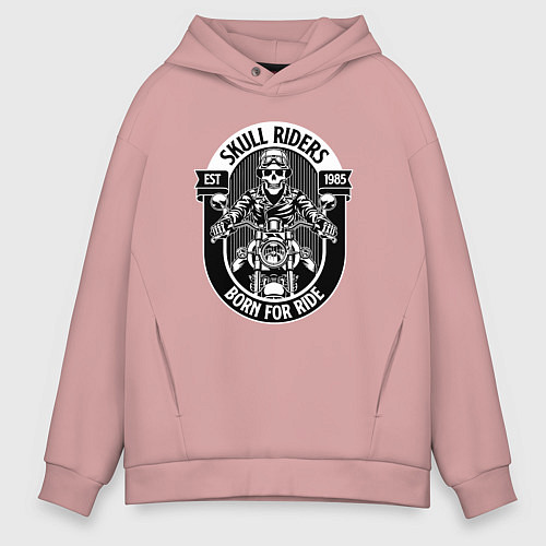 Мужское худи оверсайз Skull riders / Пыльно-розовый – фото 1