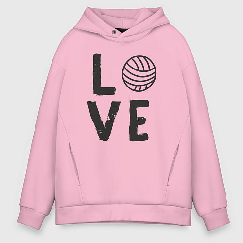 Мужское худи оверсайз Lover volleyball / Светло-розовый – фото 1