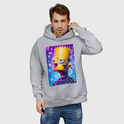 Толстовка оверсайз мужская Cyber Bart Simpson - ai art, цвет: меланж — фото 2