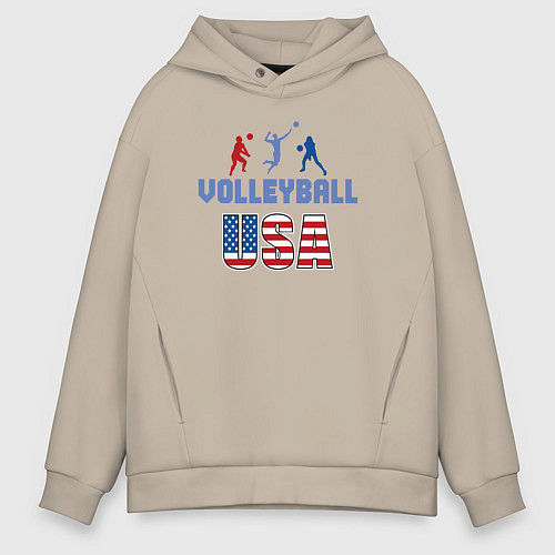 Мужское худи оверсайз USA volley / Миндальный – фото 1