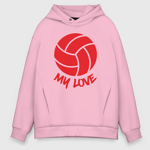 Мужское худи оверсайз Volleyball my love / Светло-розовый – фото 1