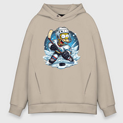 Толстовка оверсайз мужская Гомер Симпсон - хоккейный нападающий, цвет: миндальный