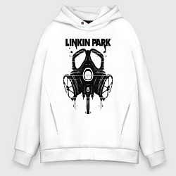 Толстовка оверсайз мужская Linkin Park - gas mask, цвет: белый