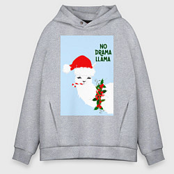 Толстовка оверсайз мужская Лама Санта Клаус no drama llama, цвет: меланж