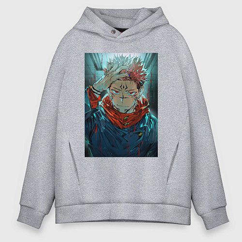 Мужское худи оверсайз Крутой Суккуна / Меланж – фото 1