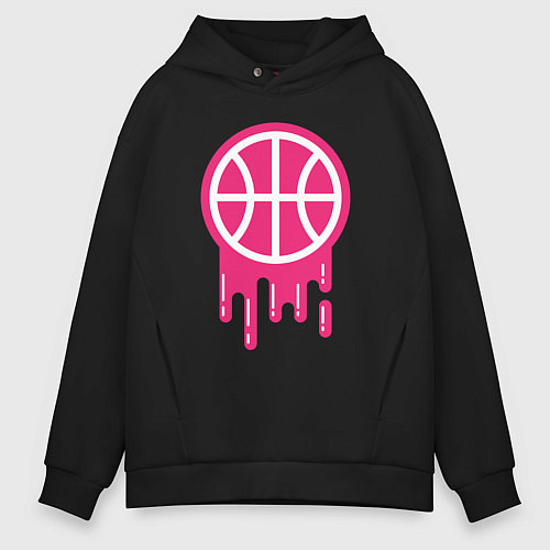 Мужское худи оверсайз Pink basketball / Черный – фото 1