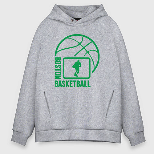 Мужское худи оверсайз Boston basketball / Меланж – фото 1