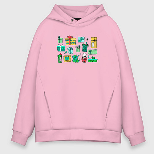 Мужское худи оверсайз Подарки коробки и открытки праздники / Светло-розовый – фото 1