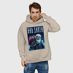 Толстовка оверсайз мужская Bad santa - ai art, цвет: миндальный — фото 2
