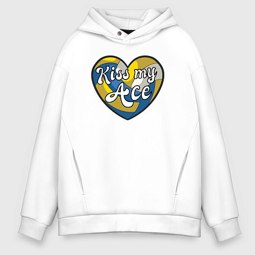 Мужское худи оверсайз Kiss my ace ball / Белый – фото 1