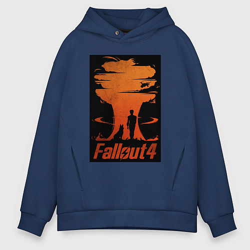 Мужское худи оверсайз Fallout 4 dog / Тёмно-синий – фото 1