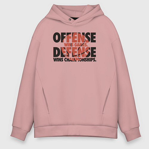 Мужское худи оверсайз Защита выигрывает чемпионаты / Пыльно-розовый – фото 1