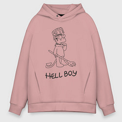 Толстовка оверсайз мужская Bart hellboy Lill Peep, цвет: пыльно-розовый