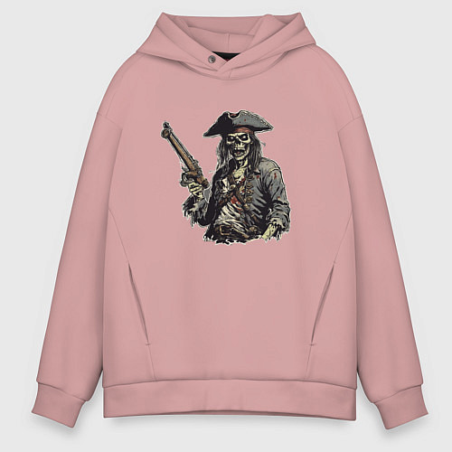 Мужское худи оверсайз Призрачный пират / Пыльно-розовый – фото 1