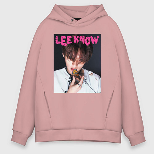 Мужское худи оверсайз Lee Know Rock Star Stray Kids / Пыльно-розовый – фото 1