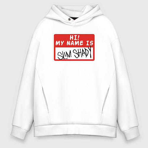 Мужское худи оверсайз Hi my name is / Белый – фото 1