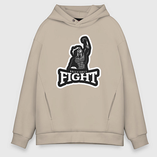 Мужское худи оверсайз Волейбольный бой / Миндальный – фото 1