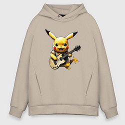 Толстовка оверсайз мужская Поющий Пикачу, цвет: миндальный