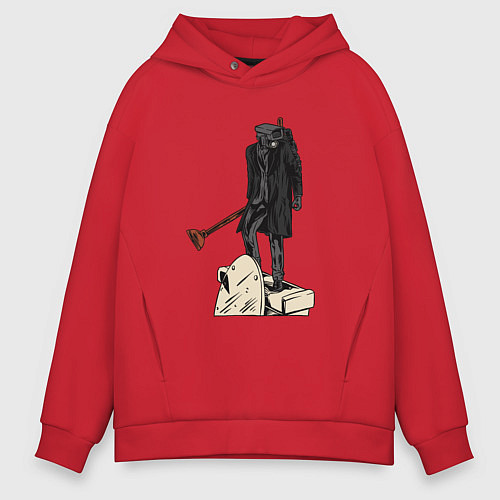 Мужское худи оверсайз Камерамен победил скибиди туалет / Красный – фото 1
