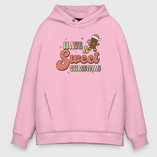 Мужское худи оверсайз Сладкого Рождества / Светло-розовый – фото 1