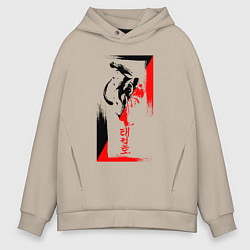 Толстовка оверсайз мужская Боевые искуства black and red, цвет: миндальный