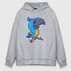 Толстовка оверсайз мужская Попугайчик, цвет: меланж
