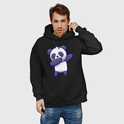 Толстовка оверсайз мужская Dabbing panda, цвет: черный — фото 2