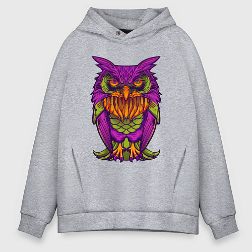 Мужское худи оверсайз Purple owl / Меланж – фото 1