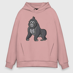 Толстовка оверсайз мужская Милая горилла, цвет: пыльно-розовый
