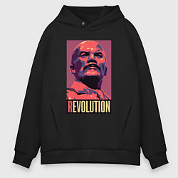 Толстовка оверсайз мужская Lenin revolution, цвет: черный