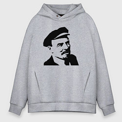 Толстовка оверсайз мужская Ленин в кепке, цвет: меланж