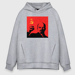 Толстовка оверсайз мужская Lenin in red, цвет: меланж