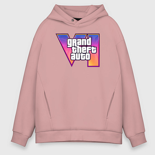 Мужское худи оверсайз GTA 6 logo / Пыльно-розовый – фото 1