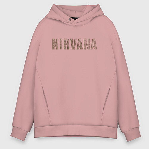 Мужское худи оверсайз Nirvana grunge text / Пыльно-розовый – фото 1