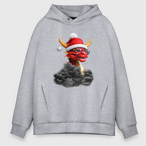 Мужское худи оверсайз Новый год 2024 год дракона / Меланж – фото 1