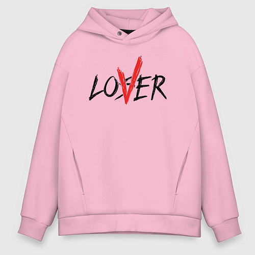 Мужское худи оверсайз Loser lover / Светло-розовый – фото 1