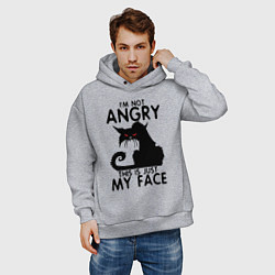 Толстовка оверсайз мужская I am not angry cat, цвет: меланж — фото 2